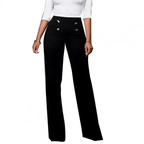 Women's High Waist Solid Color Flared Pants