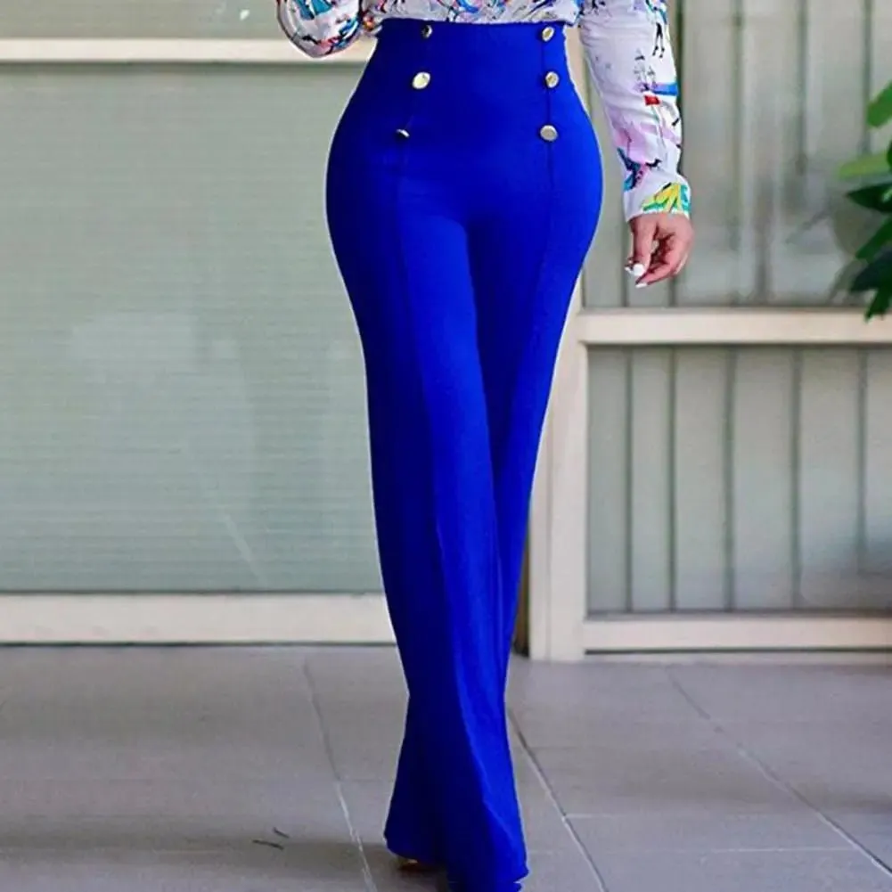 Women's High Waist Solid Color Flared Pants