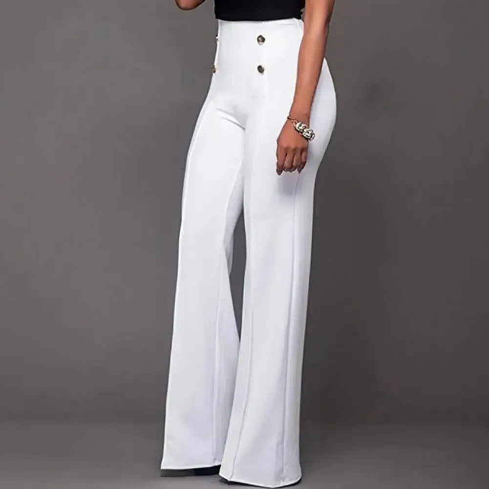 Women's High Waist Solid Color Flared Pants