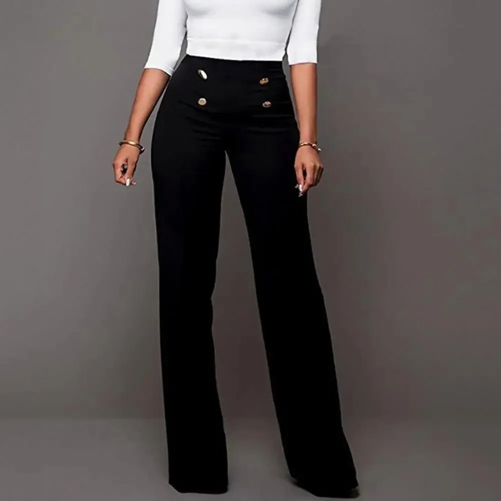 Women's High Waist Solid Color Flared Pants